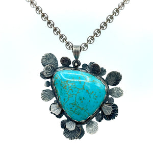 One-of-a-Kind Turquoise Zinnia Pendant